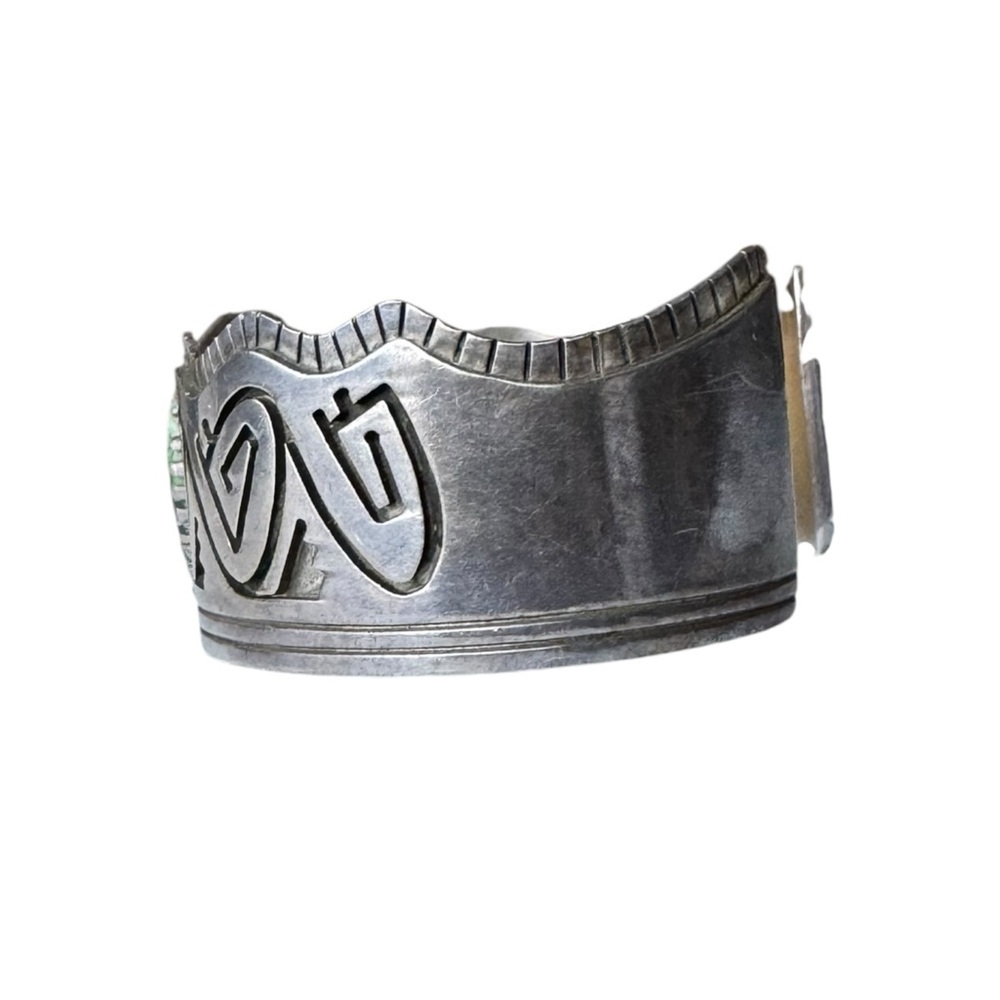 Vintage JB Sterling Silver Cuff Bracelet - Native American Design with Turquoise - Picture 4 of 9